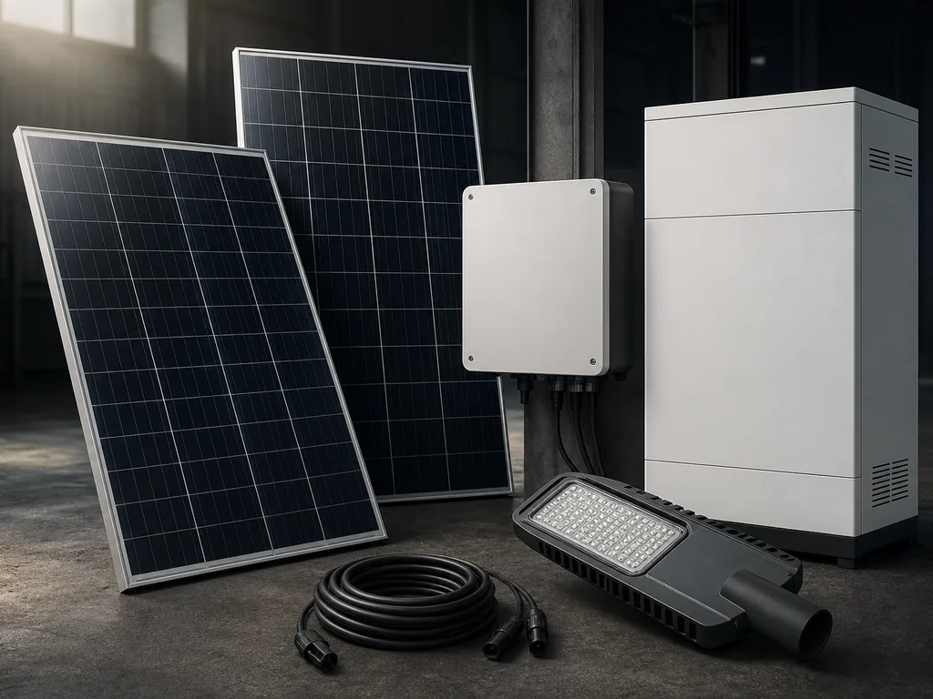 Solar modules, inverter, battery cabinet and street light